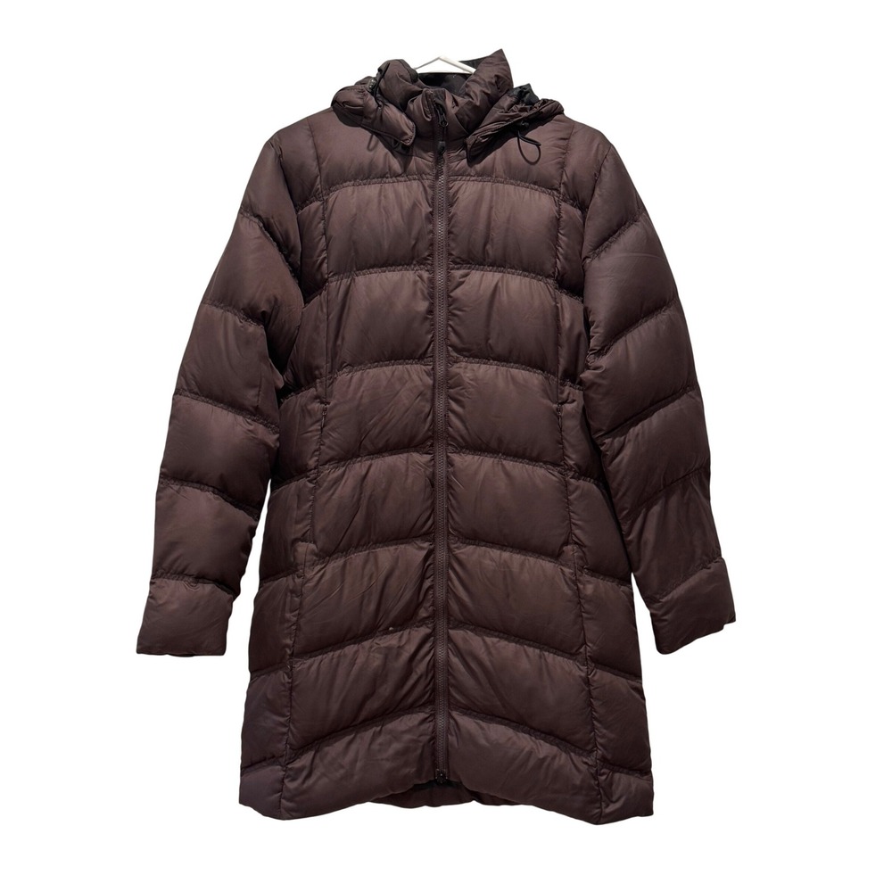 Eastern Mountain Sports Long Puffer Zip Off Hood Down Jacket Brown Women's Small